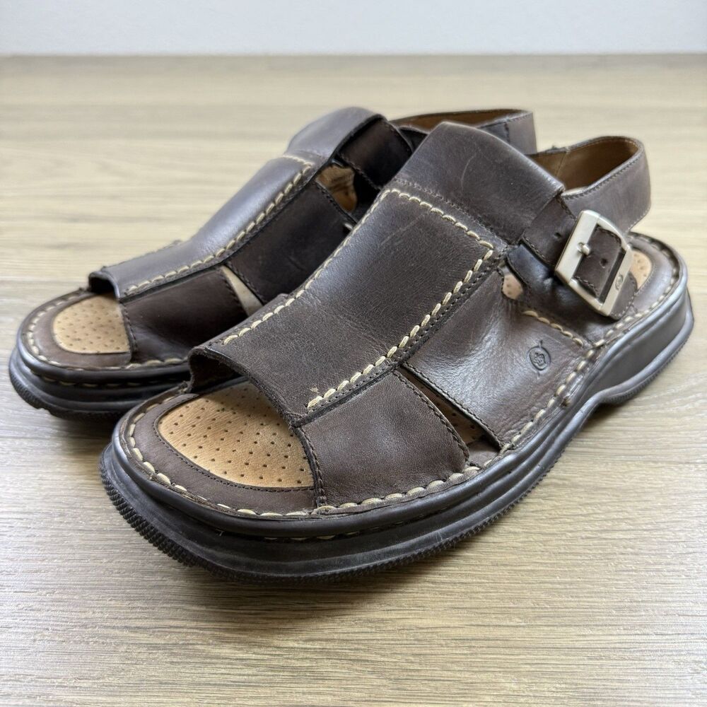 Born Shoes Men 10 Fisherman Sandals Brown Leather Chuncky Comfort Summer